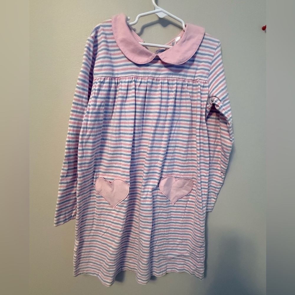 Little English Striped Pink and White Long Sleeve Dress